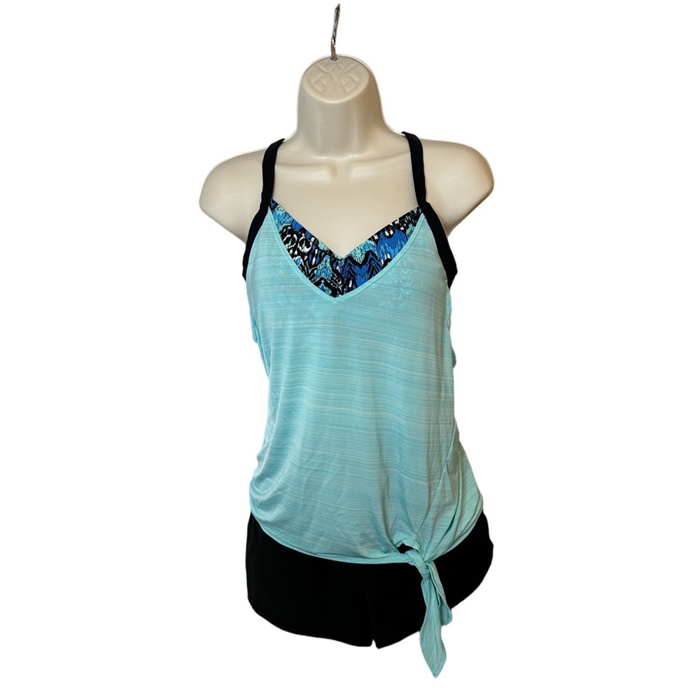 Gerry Aqua Tie Front Tank Womens S Sporty Cute Summer Vibes